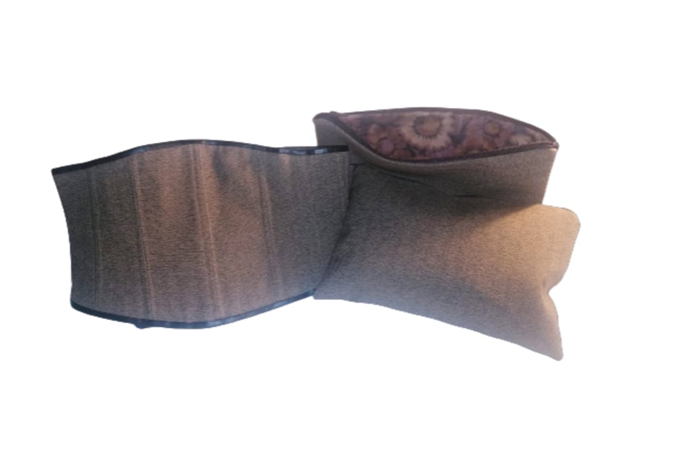 BROWN HERRINGBONE UNDERBUST CORSET & CLUTCH BAG