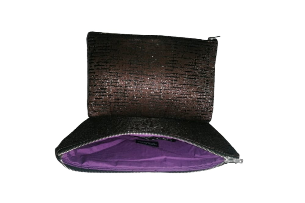 BROWN & SILVER SPARKLE CLUTCH BAG