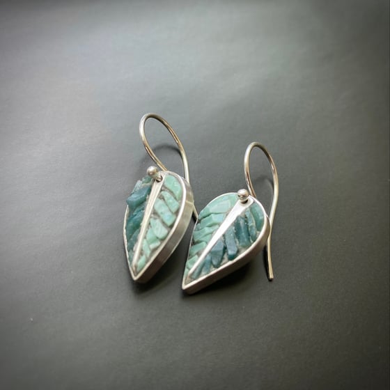 Image of Sage Green Leaf Earrings
