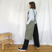 Image 4 of NEW COLOUR! Split Leg Canvas Apron for Potters/Makers, Crossback. Dusty Green No4:5