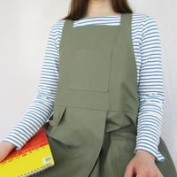 Image 5 of NEW COLOUR! Split Leg Canvas Apron for Potters/Makers, Crossback. Dusty Green No4:5