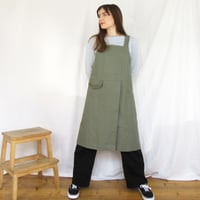 Image 3 of NEW COLOUR! Split Leg Canvas Apron for Potters/Makers, Crossback. Dusty Green No4:5