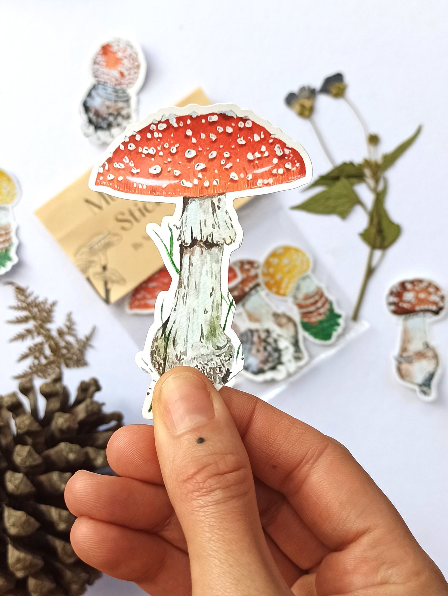 Image of Amanita Muscaria Mushroom Sticker Pack, Waterproof and Scratch resistant. 