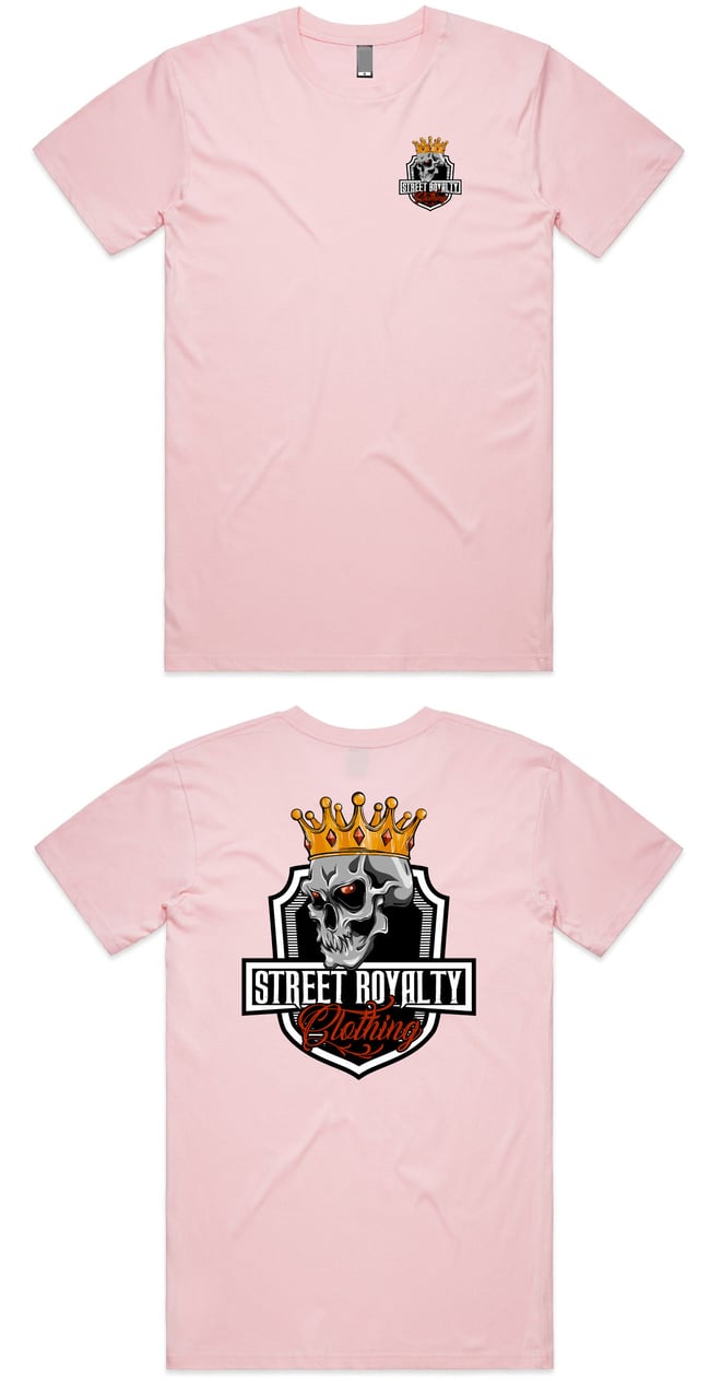 Uni Sex Street Royalty Pink T-Shirt (Skull)