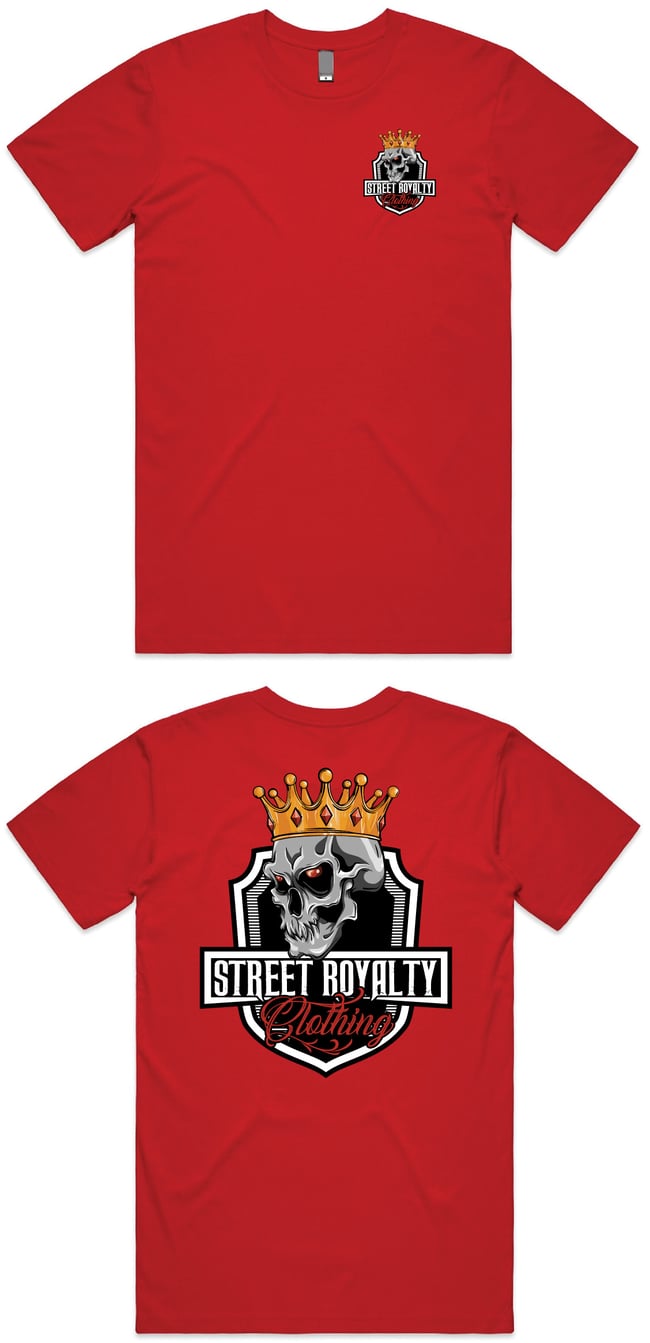 Uni Sex Street Royalty Red T-Shirt (Skull)