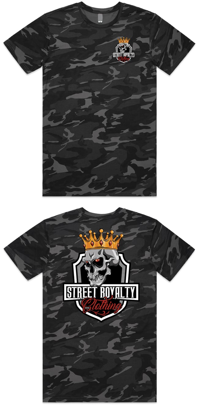 Uni Sex Street Royalty Dark Camo T-Shirt (Skull)