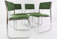 Image 1 of 6 Chaises traineau chromés vertes 