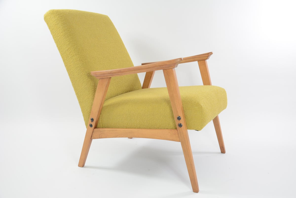 Image of Fauteuil type Kompas bouclette jaune