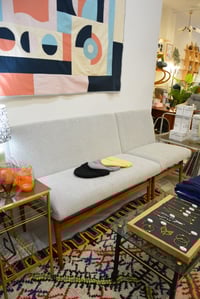 Image 5 of Banquette et fauteuil gris bleu chiné