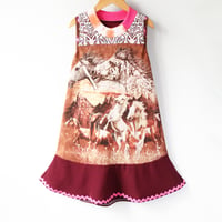 wild horses 6/7 courtneycourtney reds pink ricrac rick rack burgundy red tank sleeveless dress