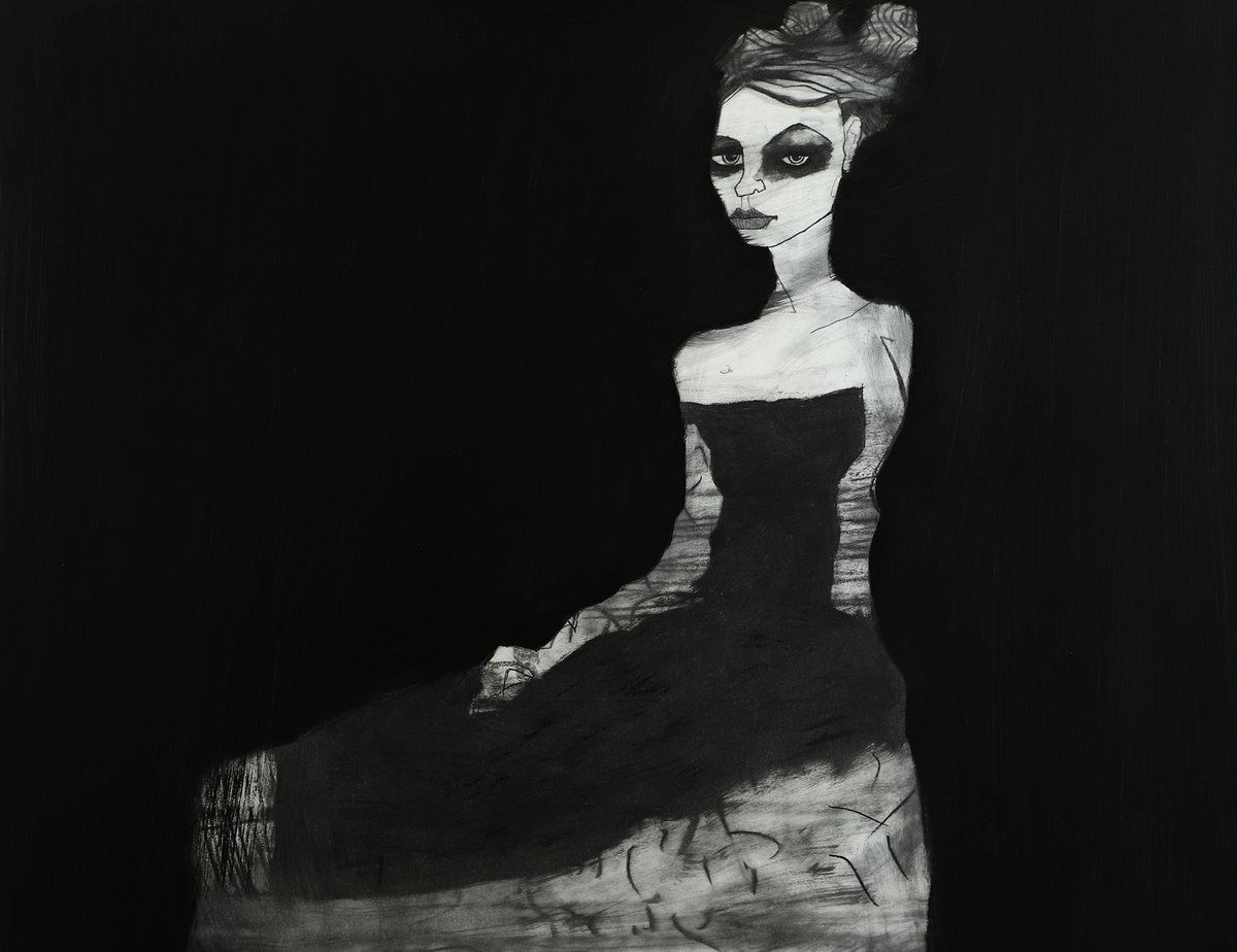 Image of Recline (framed charcoal drawing)