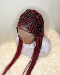 Image 2 of RED BRAIDED CONROW WIG