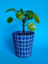 Image 1 of Plant pot 'blau kariert'