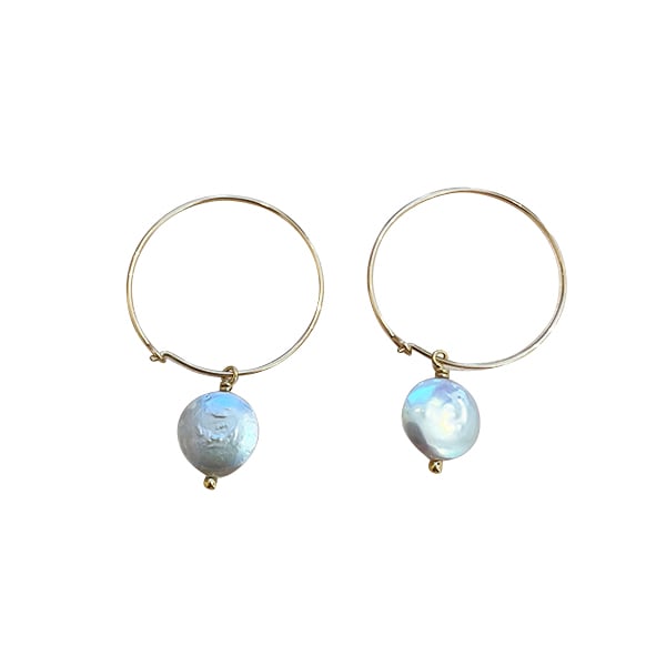 Image of Gold Filled Coin Pearl Hoops