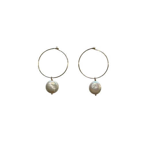 Image of Gold Filled Coin Pearl Hoops