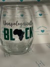 Juneteenth/black pride stemless wine glass