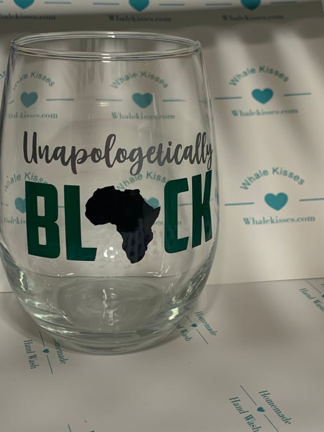 Juneteenth/black pride stemless wine glass