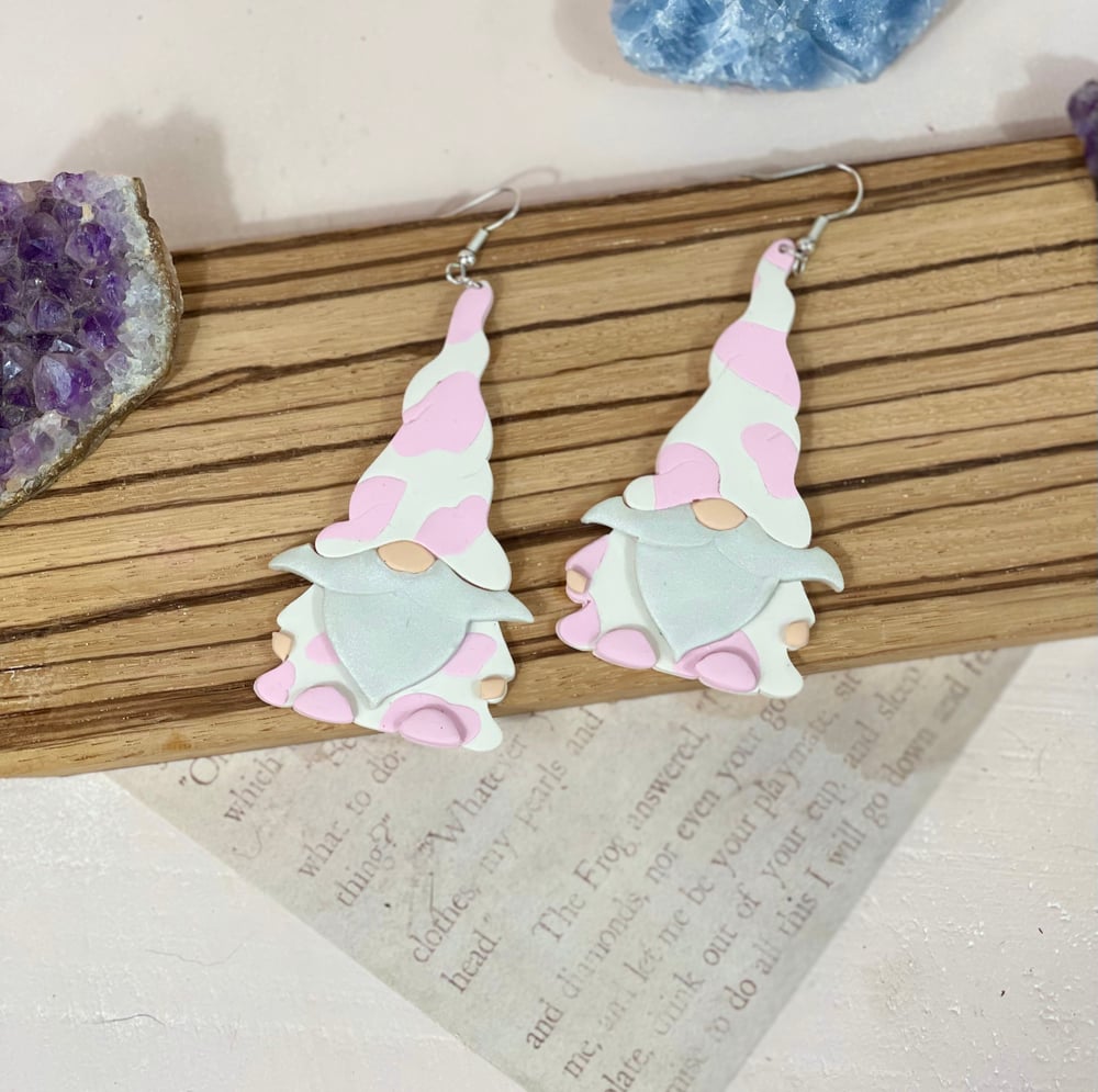 Image of Strawberry Cow Gnome Earrings