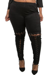Curvy Black Lace Up Front