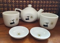 Image 2 of mid century atomic cat starburst tea set