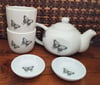 New insect collection! Black & white butterflies tea set