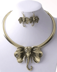Image 2 of LargeElephant Head Necklace Set (Gold and Silver)