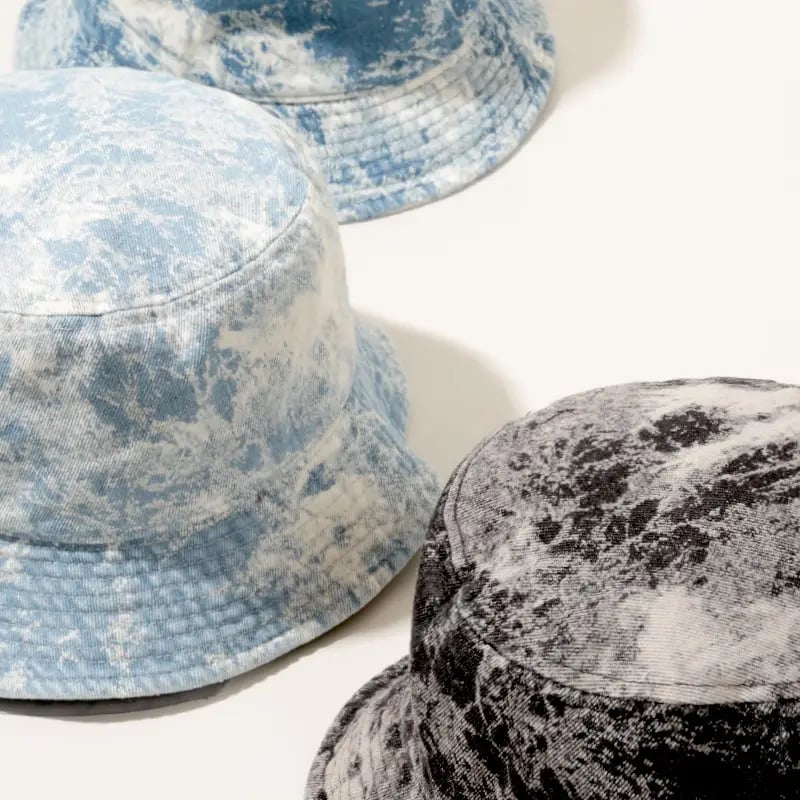 Image of Cotton Tie-Dyed Denim bucket Hat