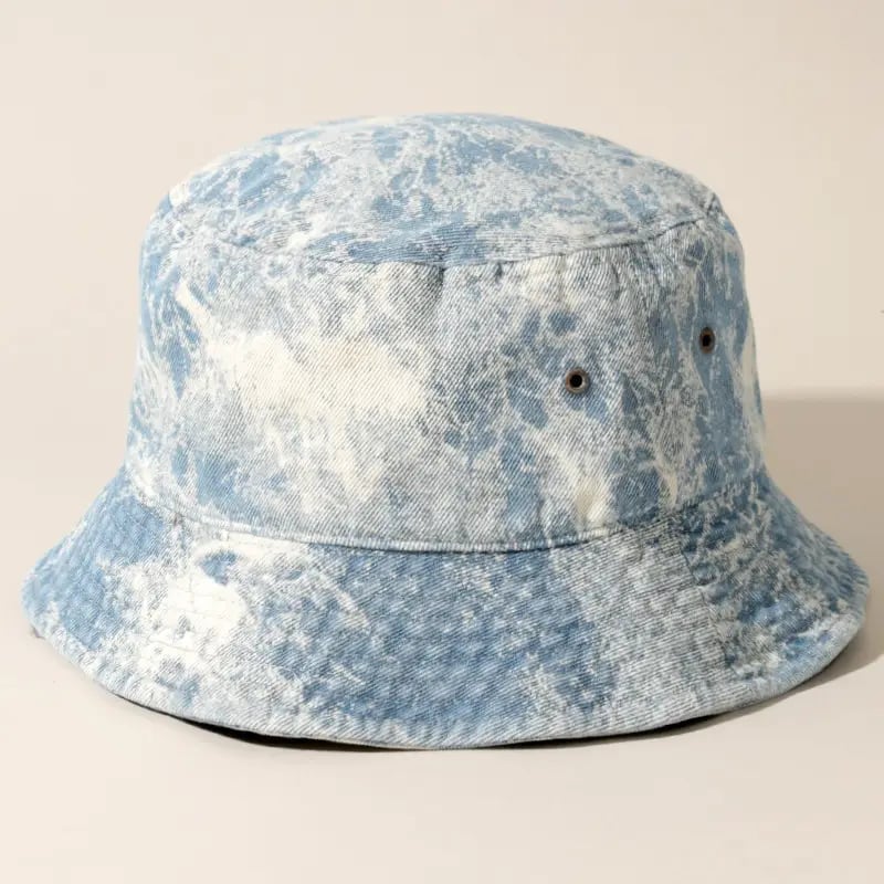 Image of Cotton Tie-Dyed Denim bucket Hat