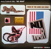 Image 2 of Jerry Cantrell guitar stickers "NO WAR" G&L Rampage decal Alice in Chains set 7