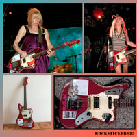 Image 2 of Kim Gordon guitar stickers Sonic Youth Fender Jaguar Red decal rock set 5