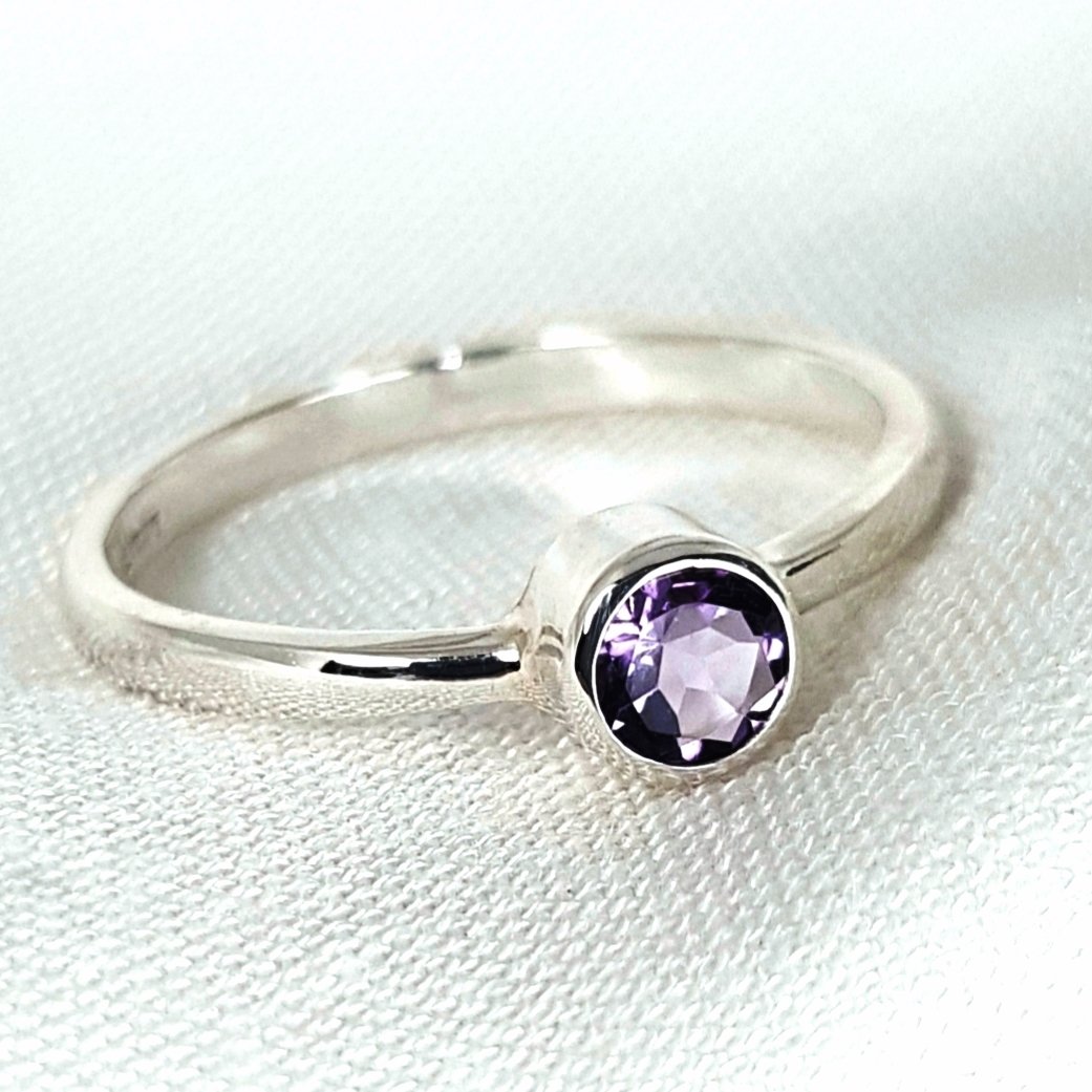 Image of Sterling Silver Amethyst Ring, Handmade Sustainable Jewellery