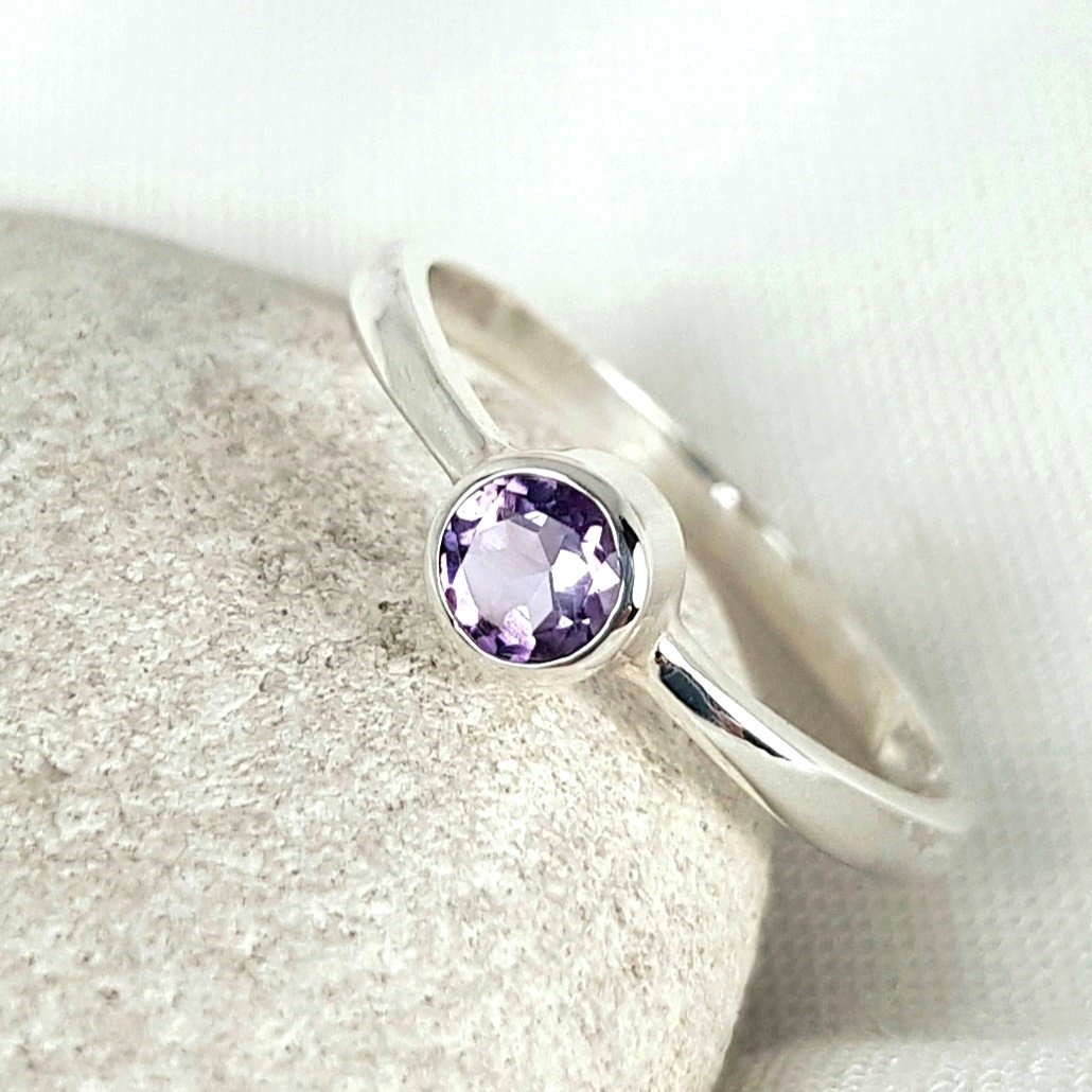 Image of Sterling Silver Amethyst Ring, Handmade Sustainable Jewellery