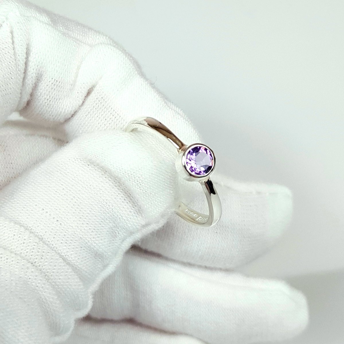 Image of Sterling Silver Amethyst Ring, Handmade Sustainable Jewellery