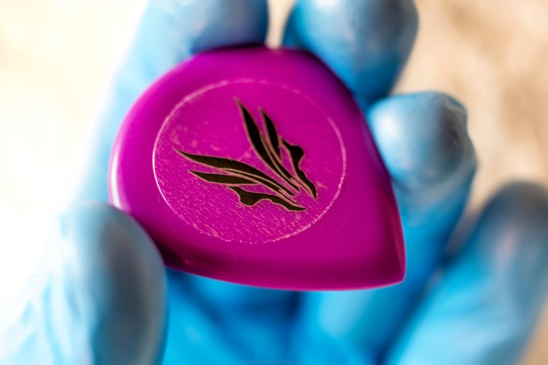 Image of The 4mm 'PURPLE GLOW' plectrum! 