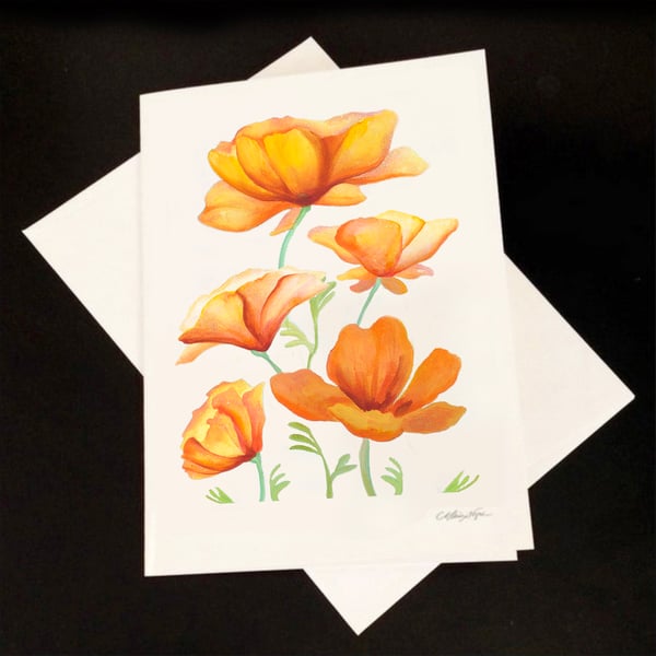 Image of California Poppies, 5-Pack Greeting Card Set