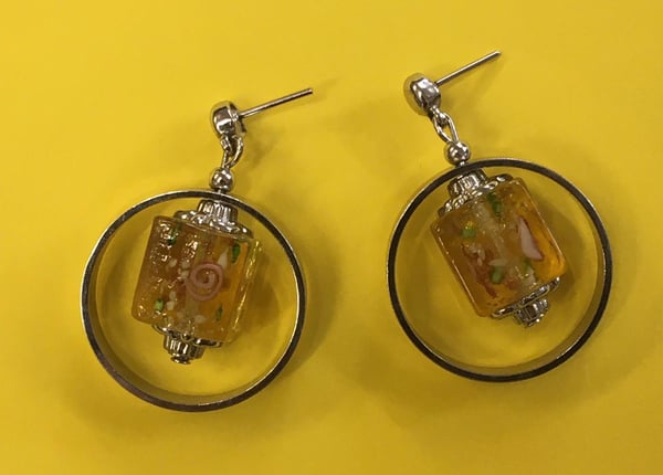 Image of Yellow bead hoops