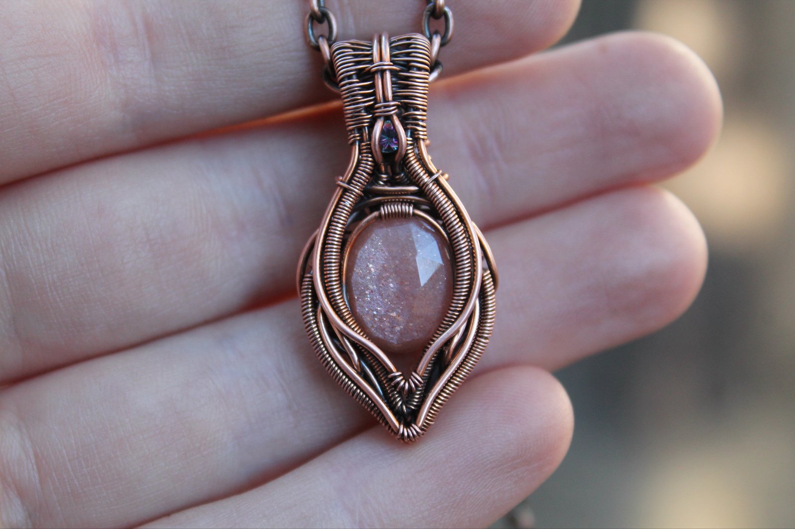 Quartz & Moonstone Copper poison box shops Pendant