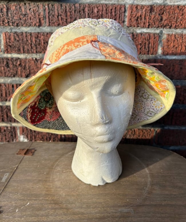 Coral Citrus Collage Quilt Bucket Hat, 25”
