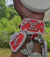 Image 1 of Red n white 4 Stack Bracelets