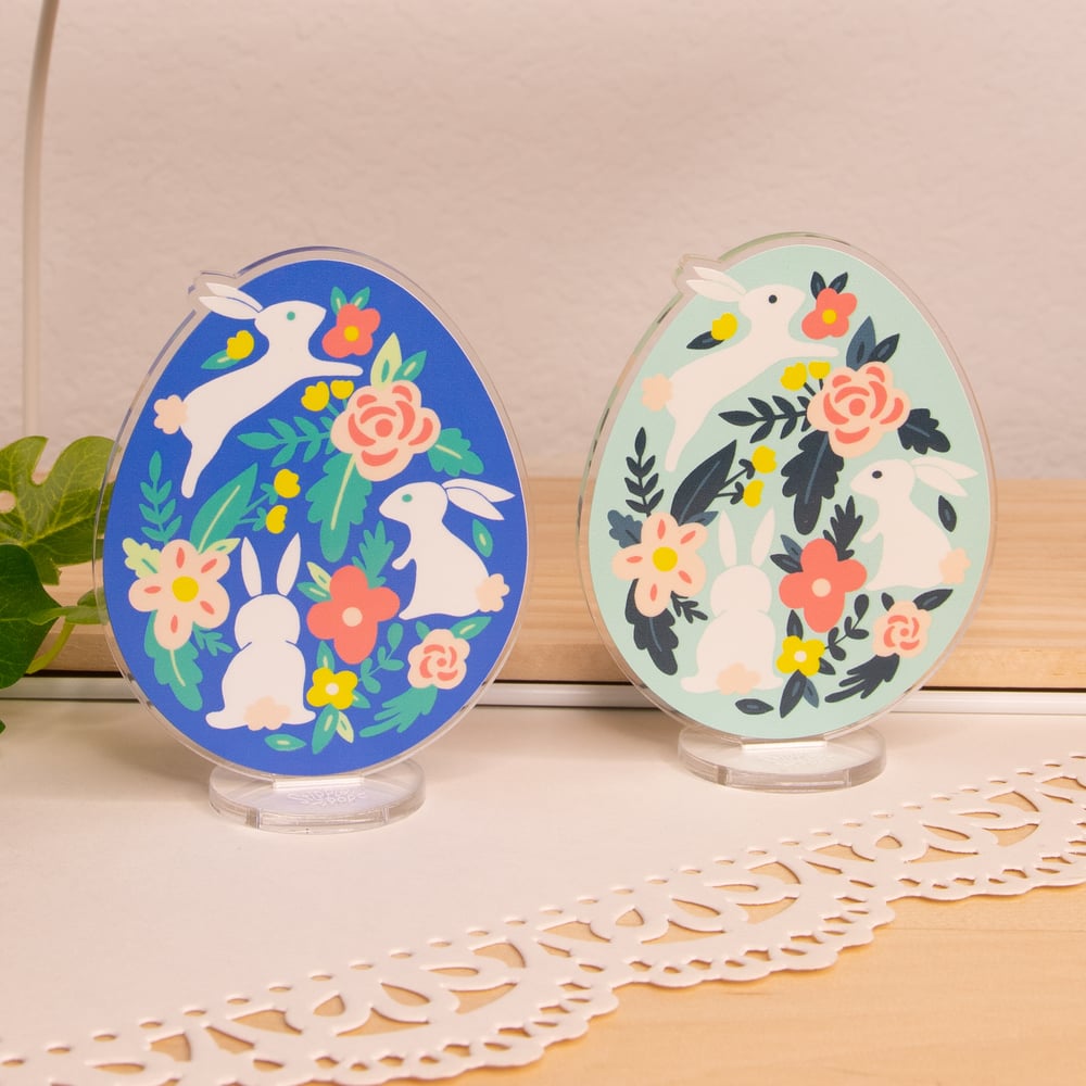 Spring into Spring - Bunnies and Flowers in Egg Shape Décor
