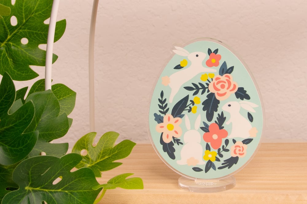 Spring into Spring - Bunnies and Flowers in Egg Shape Décor