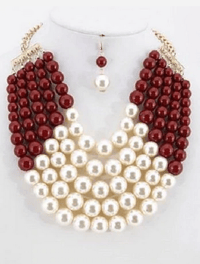 5 Layered Two-Tone Pearl set with Earrings