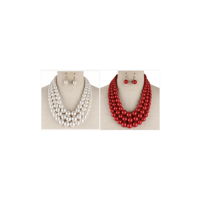 Image 3 of 3 Layer Pearl Necklace with Earrings
