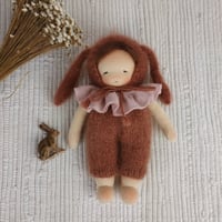 Image 2 of MipiMopi 8 inches tall waldorf inspired doll in rusty bunny suite