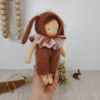 Image 3 of MipiMopi 8 inches tall waldorf inspired doll in rusty bunny suite