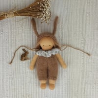 Image 2 of MipiMopi 8 inches tall waldorf inspired doll in peanut bunny suit