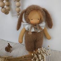 Image 3 of MipiMopi 8 inches tall waldorf inspired doll in peanut bunny suit