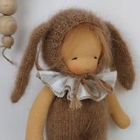 Image 1 of MipiMopi 8 inches tall waldorf inspired doll in peanut bunny suit