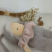 Image 2 of MipiMopi 8 inches tall waldorf inspired doll in grey bunny suit