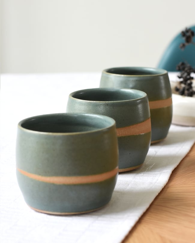 TUMBLER - Split-Glazed Green